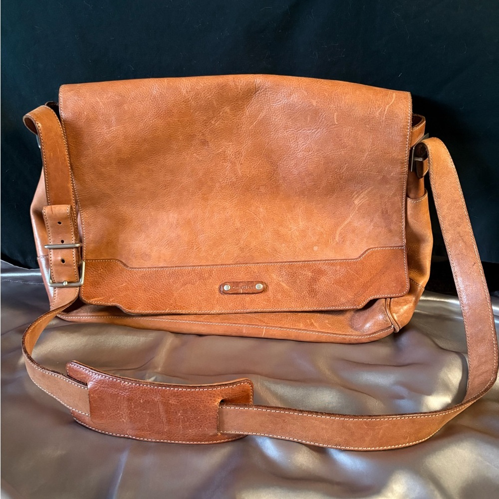 Tan Leather Men's Messenger Bag